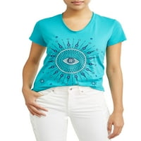 Фармерки со Софија од Софија Вергара Злото Око кратко ракав V-врат Графичка маица