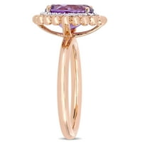 Miabellaенски женски 2- карат овален-секак аметист карат дијамант 14kt розово злато двојно ореол прстен