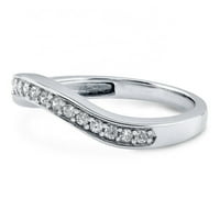 Twobirch Platinum позлатена сребрена рунда, сеча со моисанит криви венчален прстен