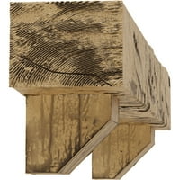Ekena Millwork 4 H 8 D 48 W Hand Hewn Fau Wood Camplace Mantel комплет со Ashford Corbels, природен бор, природен