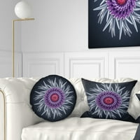 DesignArt Виолетова апстрактна 3Д цвет на црна боја - Цвеќиња фрлаат перница - 12x20
