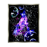 Задебелена виолетова галаксиска маглина уметност за деца сликајќи сјај сива врамена уметничка печатена wallидна уметност