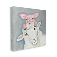 Tuphely Industries Среќни овци и свиња срдечни фарми за животни портрет галерија за сликање завиткано платно печатење wallидна уметност, дизајн од Моли Сузан Стронг