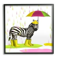 Дождлив ден зебра чадор боја дожд врамен уметнички отпечатоци