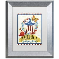 Трговска марка ликовна уметност Америка Банер Starвезда Канвас уметност од ennенифер Нилсон, бел мат, сребрена