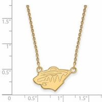 Стерлинг сребро злато позлатено NHL Logoart Minnesota Wild SM Pendant ѓердан