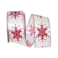 Хартиена сјајна снегулка лента, црвена и бела, 2,5in 10yd, 1 пакет