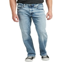 Сребрен фармерки копродукции за машка Зак опуштена вклопена фармерки со права нозе, големини на половината