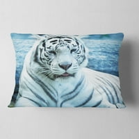 Дизајн Сребрен тигар со позадина на вода - африканска перница за фрлање - 12х20