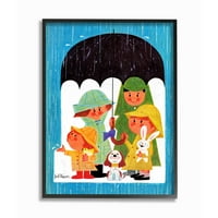 Детска соба од Ступел Дождлив ден Семеен цртан филм Сино зелена детска расадник сликарство врамена wallидна