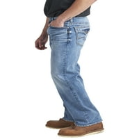 Сребрени фармерки копродукции за машка Зак опуштени се вклопуваат фармерки со права нозе, големини на половината