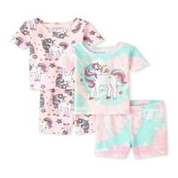 Детско место бебе девојче и дете девојче еднорог, памук се вклопуваат со памучни пижами со 4 парчиња