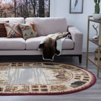 Нова област за килим со црвена, слонова коска во затворен овален лесен за чистење