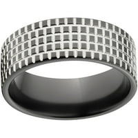 Прилагодена машка гума за гума црна црна циркониум свадбена лента со дизајн на удобност