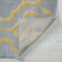 Транзициска област килим геометриска жолта, сива дневна соба лесна за чистење