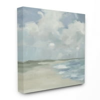 Слупел дома Декор импресионистичка неутрална сина зелена плажа океанска сликарска слика платно wallидна уметност