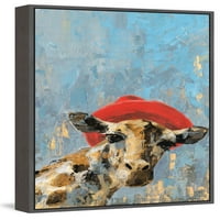 Giraffe's Red Hat Floater Framed Printion Print на платно