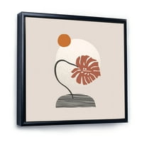 Дизајн на 'Апстрактни форми на геометрија и тропски палма лист III' модерна врамена платна wallидна уметност