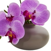 Скоро природно 7 Фаланопсис орхидеја вештачки цвет аранжман, сет од 3, разнобојно