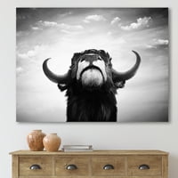 DesignArt 'црно -бел портрет на шпански бик I' фарма куќа платно wallидна уметност печатење