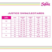 Justice Girls Girls Long Schoot Swimsuit, 2-парчиња, големини 6- Плус