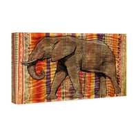 Wynwood Studio Animals Wall Art Canvas Prints 'Племенски слон' зоолошка градина и диви животни - портокалова,