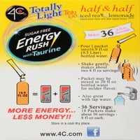 4C® Тотално лесен Tea2Go Energy Rush Half Iced Tea & Half Lemonade Mi CT пакети