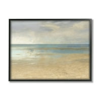 Службена крајбрежна песочна сончева сончева плажа Пејзаж сликарство црна врамена уметничка печатена wallидна