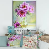 DesignArt 'Виолетова божрка во вазна lивотен живот ’Традиционално врамено платно wallидно печатење