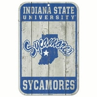 Официјален претставник на државата Сикаморес во Индијана NCAA 11 17 Ограда пластичен wallиден знак од Wincraft