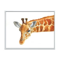 DesignArt 'Затвори портрет на жирафа ix' фарма куќа врамена платно за печатење на wallидови од wallидови