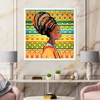 DesignArt 'Afristanceенски портрет на афроамериканка со модерно уметничко печатење на Turban III'