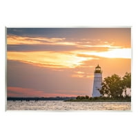 Наутички светилник зајдисонце хоризонт на крајбрежната фотографија Необрачена уметничка печатена wallидна
