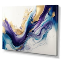 DesignArt Blue, Gold и Purple Splash Paint III Canvas Wallидна уметност