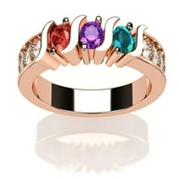 NANA S-BAR W Sides Мајки Ден прстен 1 до мулти-камен подарок-10K розово злато со големина од 8,5-камен жени