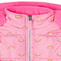 Палто со розови платина девојки со качулка, со големини 4-16