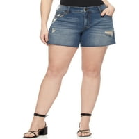 Софија фармерки, женски плус големина, Лила Криви, со средни шорцеви од полите