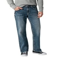 Сребрени фармерки копродукции машка Горди лабава се вклопуваат фармерки со права нозе, големини на половината