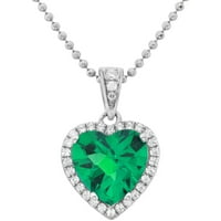 Платинум-позлатена сребрена сребрена срцева зелена опсидијанска плоча од приврзок ѓердан