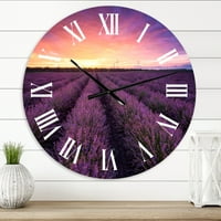 DesignArt 'Sunrise & Dramatic Clouds Over Lavender Field XIII' wallиден часовник на фармата