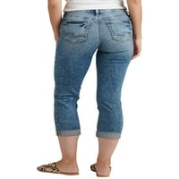 Co. Silver Jeans Co. Women'sенски суки средно издигнување Капри, големини на половината 24-36