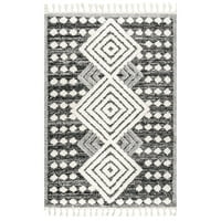 Nuloom Saveah високо ниско меко бушаво марокански дијамантски подрачје за килим, 7 '10 10', сиво