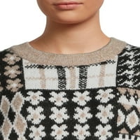 Сонувачи по деби женски мулти печати џемпер со долги ракави пулвер