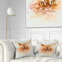 DesignArt Сериозна скица за акварел за лице со мачки - перница за фрлање животни - 16x16