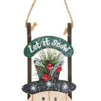 Време за одмор Снежен човек санки дрвен Божиќен украс