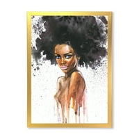 Дизајнрт „Портрет на афро -американска жена VII“ модерна врамена уметничка печатење