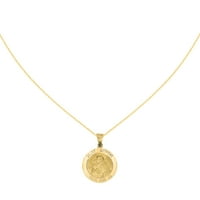 Примарно злато Карат жолто злато Свети Ентони медал приврзок со ланец на кабелски јаже