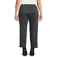 RealSize женски истегнување на панталони со два предни џебови, достапни во Petite