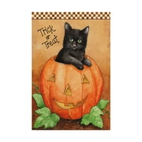 Трик за трговска марка „Трик или третирајте ја црната мачка“ платно уметност од Мелинда Хипшер