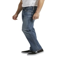 Сребрени фармерки копродукции Машки Алан Слим се вклопуваат со фармерки со права нозе, големини на половината